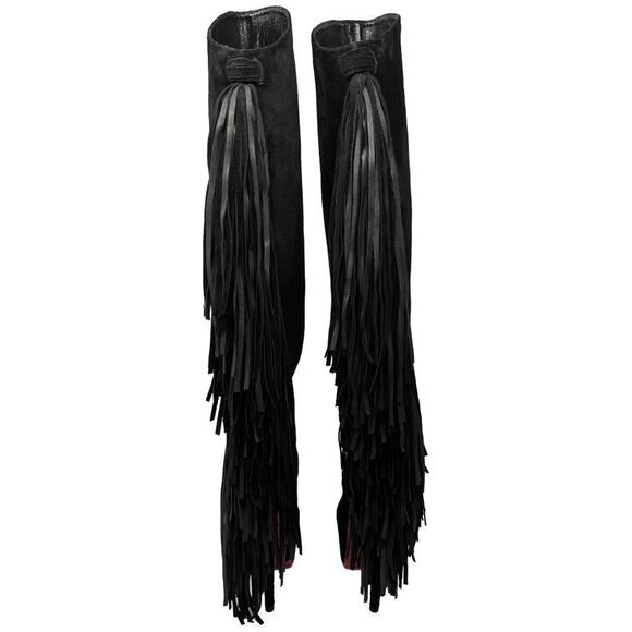 Christian Louboutin‎ Interlopa Fringe Suede Knee High Boots 37 - Picture 5 of 8